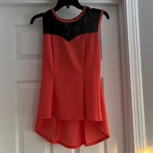 Papaya fit & flare top with bow